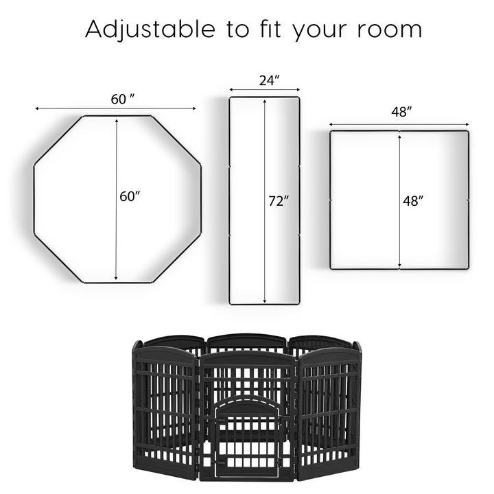 USA 34 8-Panel Pet Dog Puppy Playpen with Door, For Medium and Large Dogs, Keep Pets Secure, Easy Assemble, Fold It Down, Easy Storing, Customizable, Black
