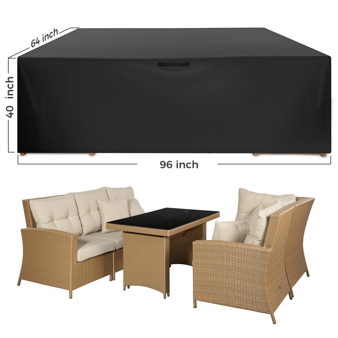 Patio Furniture Covers 96x64x40 inch Outdoor Furniture Covers Waterproof Windproof Anti-UV Rectangular Fits for 6-12 Seats
