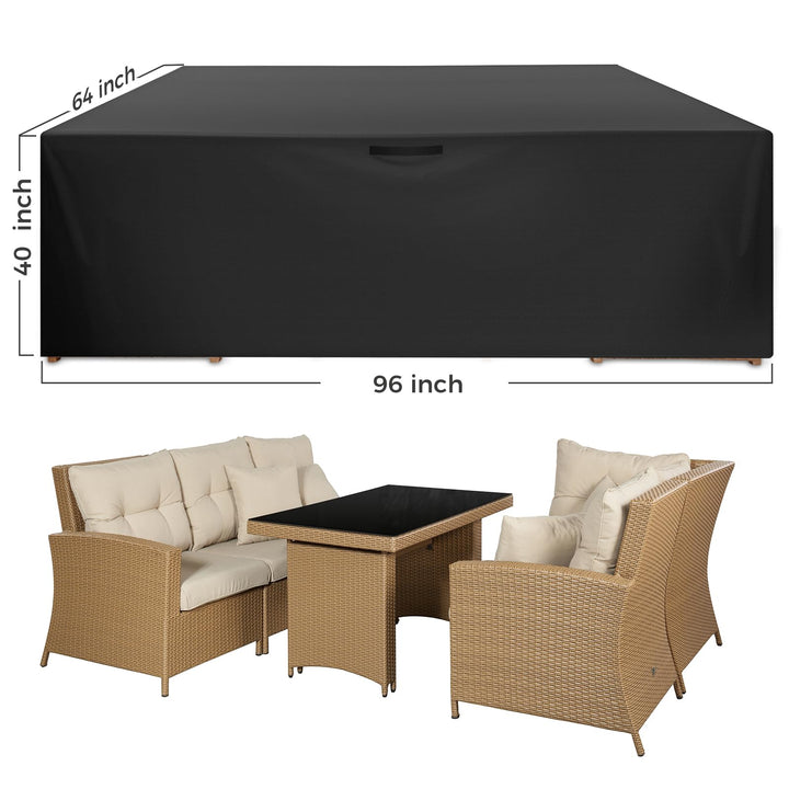 Patio Furniture Covers 96x64x40 inch Outdoor Furniture Covers Waterproof Windproof Anti-UV Rectangular Fits for 6-12 Seats