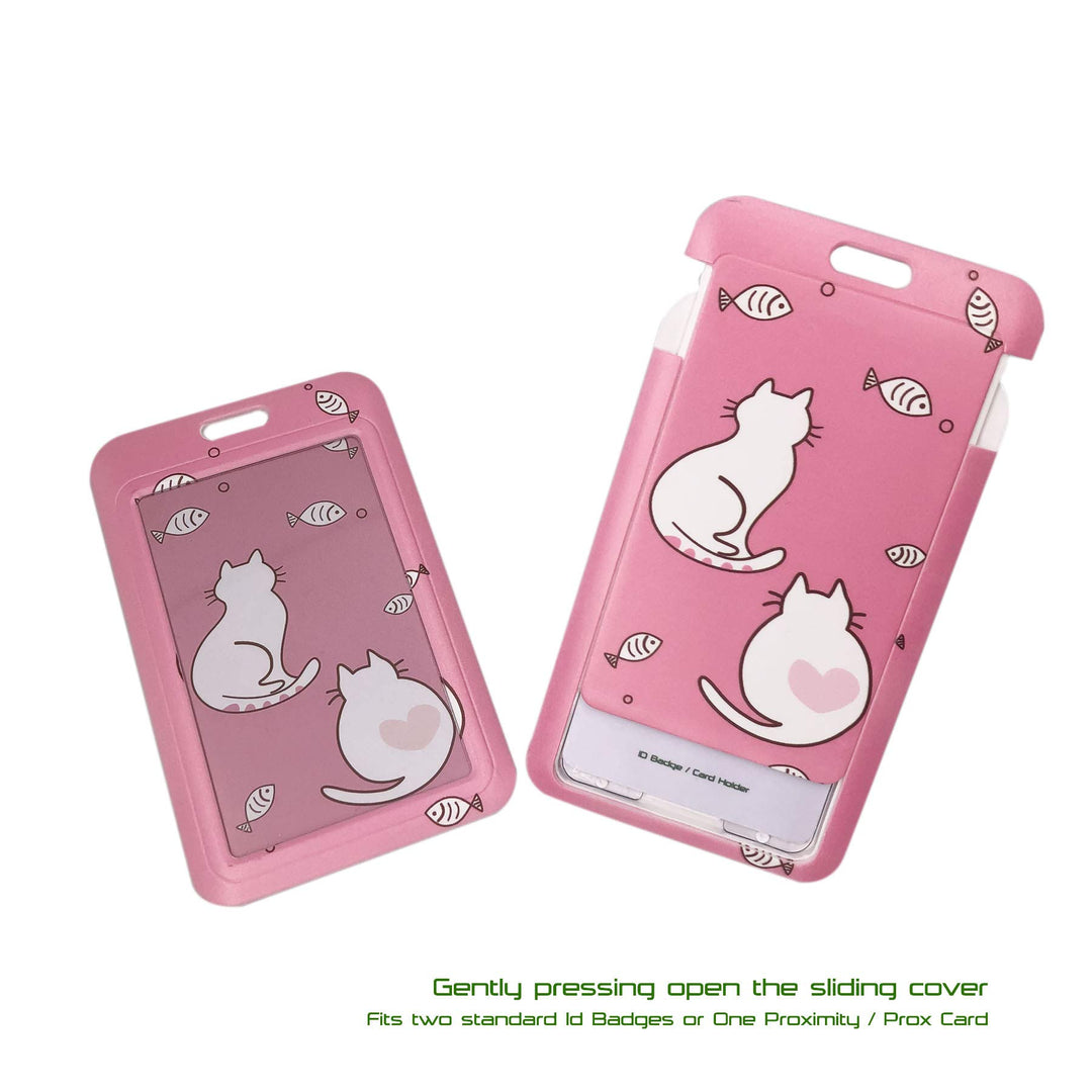 Cute Lanyard with ID Badge Holder for Women Kids (Little Cat)
