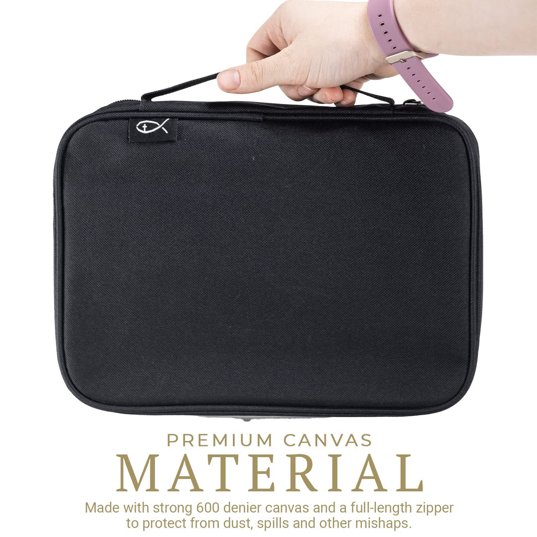 , Canvas Bible Case - Black Bible Cover for Men and Women - for Compact, X-Large and XX-Large Books