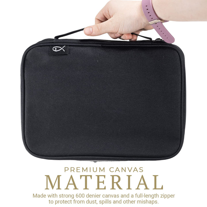 , Canvas Bible Case - Black Bible Cover for Men and Women - for Compact, X-Large and XX-Large Books