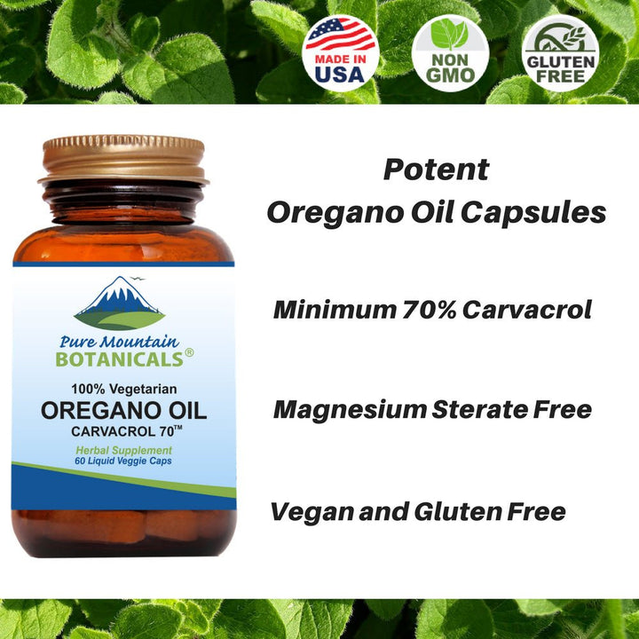 Wild Oregano Oil Capsules - 60 Kosher Vegan Caps Now with 510mg Mediterranean Oil of Oregano Supplement