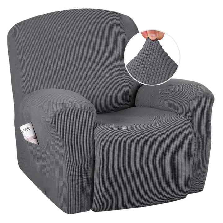 Super Stretch Recliner Couch Covers Chair Cover Form Fitted Non Slip Reclining Slipcovers for Standard Large Recliner, Soft Thick (1 Pack, Grey)