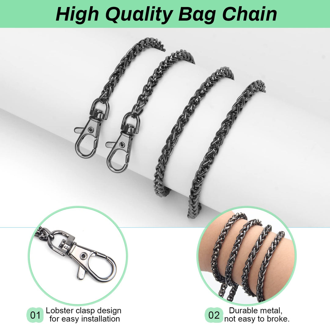 Women's Handbag Chain (Black) Metal, Fashion, Cross-Body, Shoulder, Removable, Chain Strap, 120cm, Gold, Silver Buckle, Handbag Making Supplies
