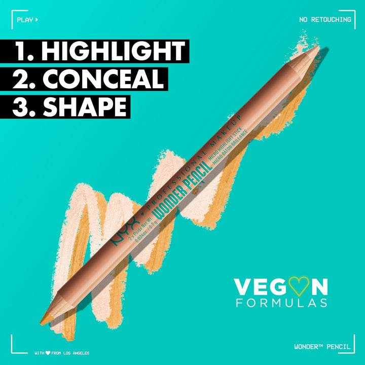 PROFESSIONAL MAKEUP Wonder Pencil, Multi-Use Micro Highlighter & Concealer Stick - Light