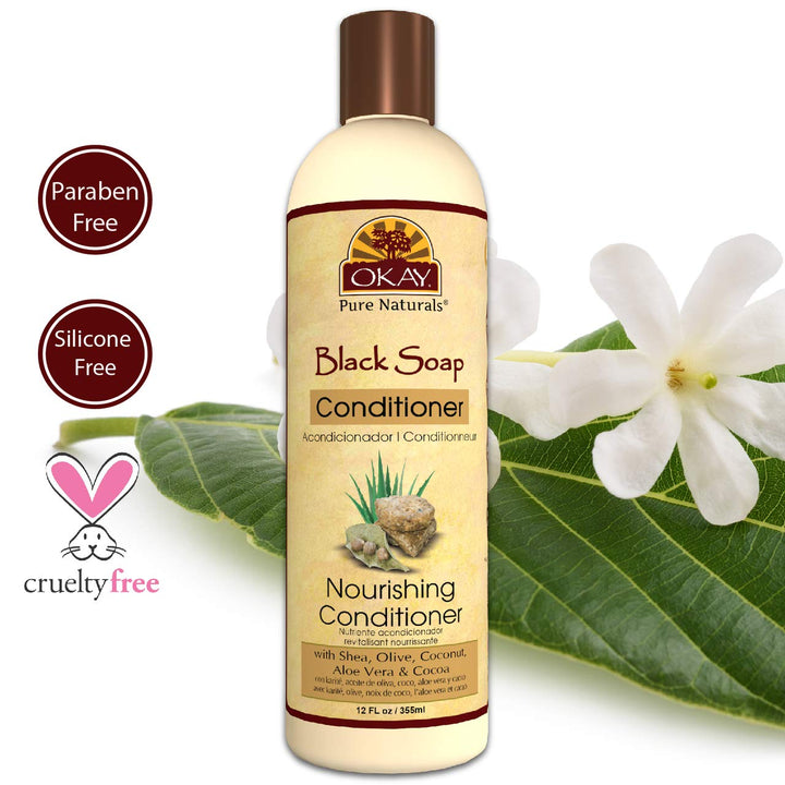 OKAY African Black Soap Conditioner, 12 Fluid Ounce