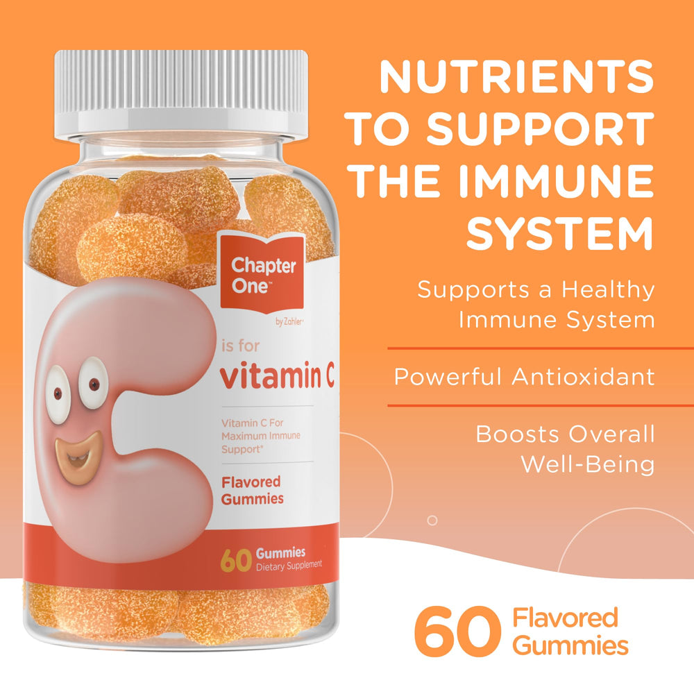 - Chapter One Vitamin C Gummies for Adults & Kids 125 mg (60 Flavored Gummies) Certified Kosher Gummy Vitamins C Chewable Vitamin Gummies - Chewable Vitamin C Gummy - Vitamin C Gummies Kids