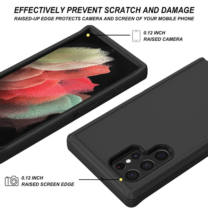 for Samsung S22 Ultra Case,Galaxy S22 Ultra Case 3-Layer Super Full Heavy Duty Body Bumper Cover/Shock Protection/Dust Proof for Samsung Galaxy S22 Ultra 5G 6.8 Inch (Black Grey)
