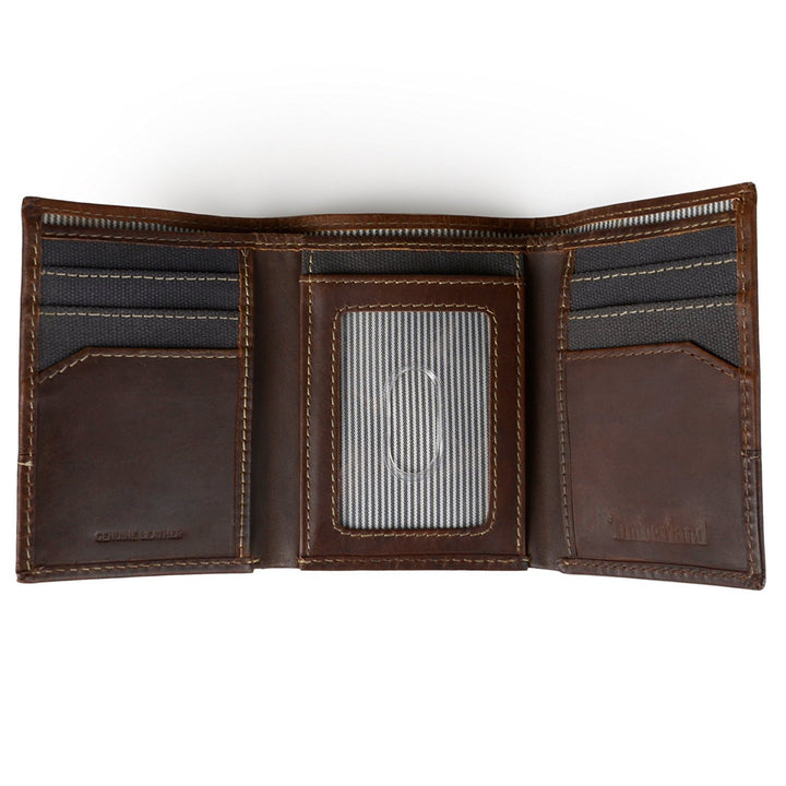 Men's Canvas & Leather Trifold Wallet, Blue, One Size