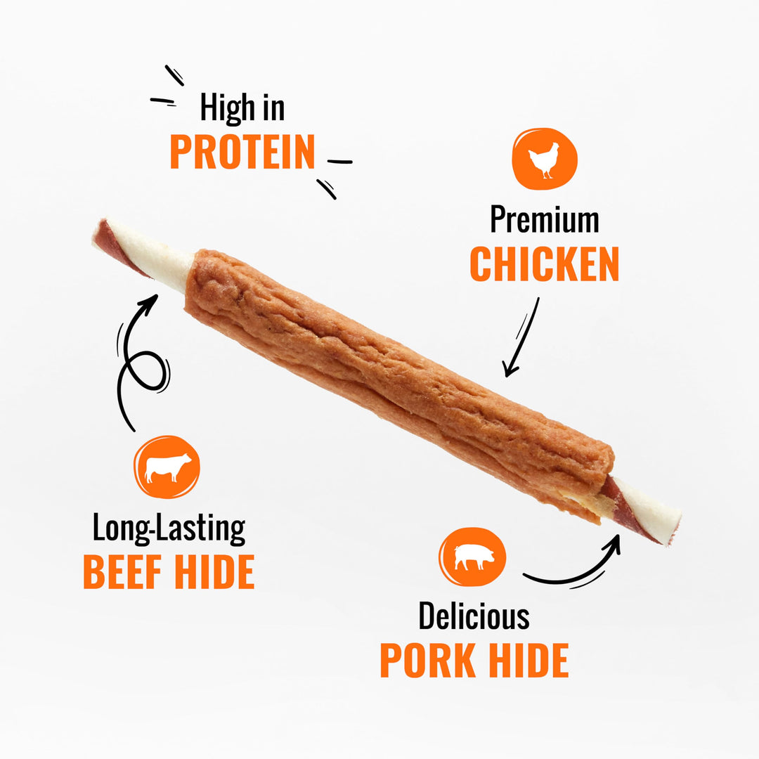 Good ‘n’ Fun Triple Flavor Ribs Chews for All Dogs, Treat Your Dog to Long-Lasting Chews Made with Beef Hide, Chicken and Pork Hide, 8.4 Ounces