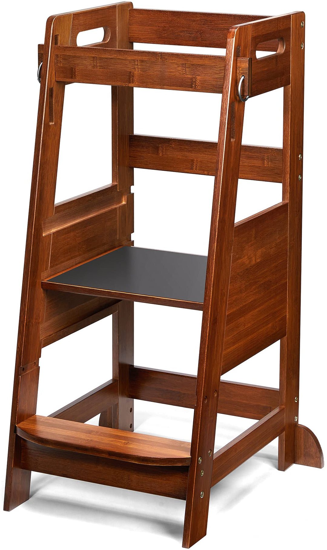 Bamboo Toddler Kitchen Step Stool Helper Standing Tower Height Adjustable with Anti-Slip Protection