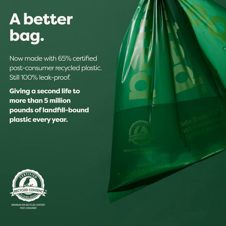 Dog Poop Bag Holder with Bags, Durable and Guaranteed Leakproof, Unscented, 1 Dispenser and 15 Count