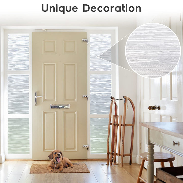 Window Privacy Film Frosted Glass Window Film Removable Window Vinyl Door Window Coverings UV Blocking Self Static Cling Non-Adhesive Window Clings Sticker for Home Decor, 17.5 x 78.7