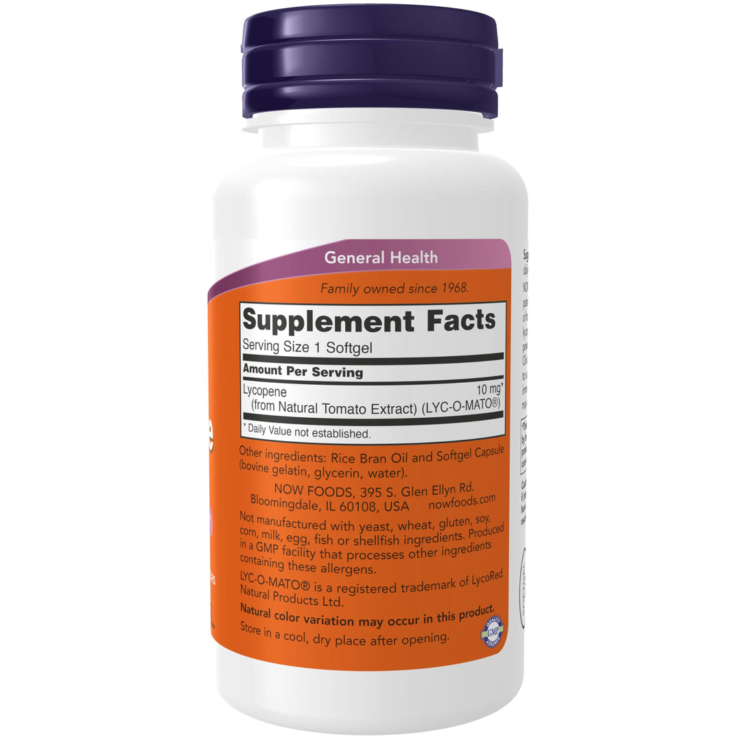 NOW Supplements, Lycopene 10 mg with Natural Extract from Tomatoes, Free Radical Scavenger*, 120 Softgels