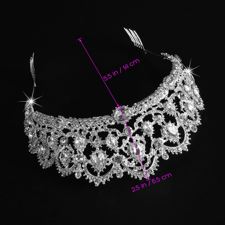 Silver Crystal Tiara Crown Headband Tiara Crown with combs Princess Crown Rhinestone Headbands Hair Accessories for Women Girls Bridal Wedding Prom Birthday Party