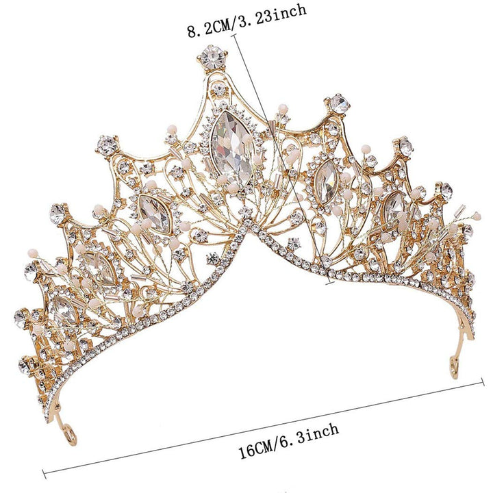 Baroque Queen Crowns Crystal Wedding Crowns and Tiaras for Brides Rhinestones Pageant Bridal Tiaras Princess Prom Hair Accessories for Women and Girls (White)