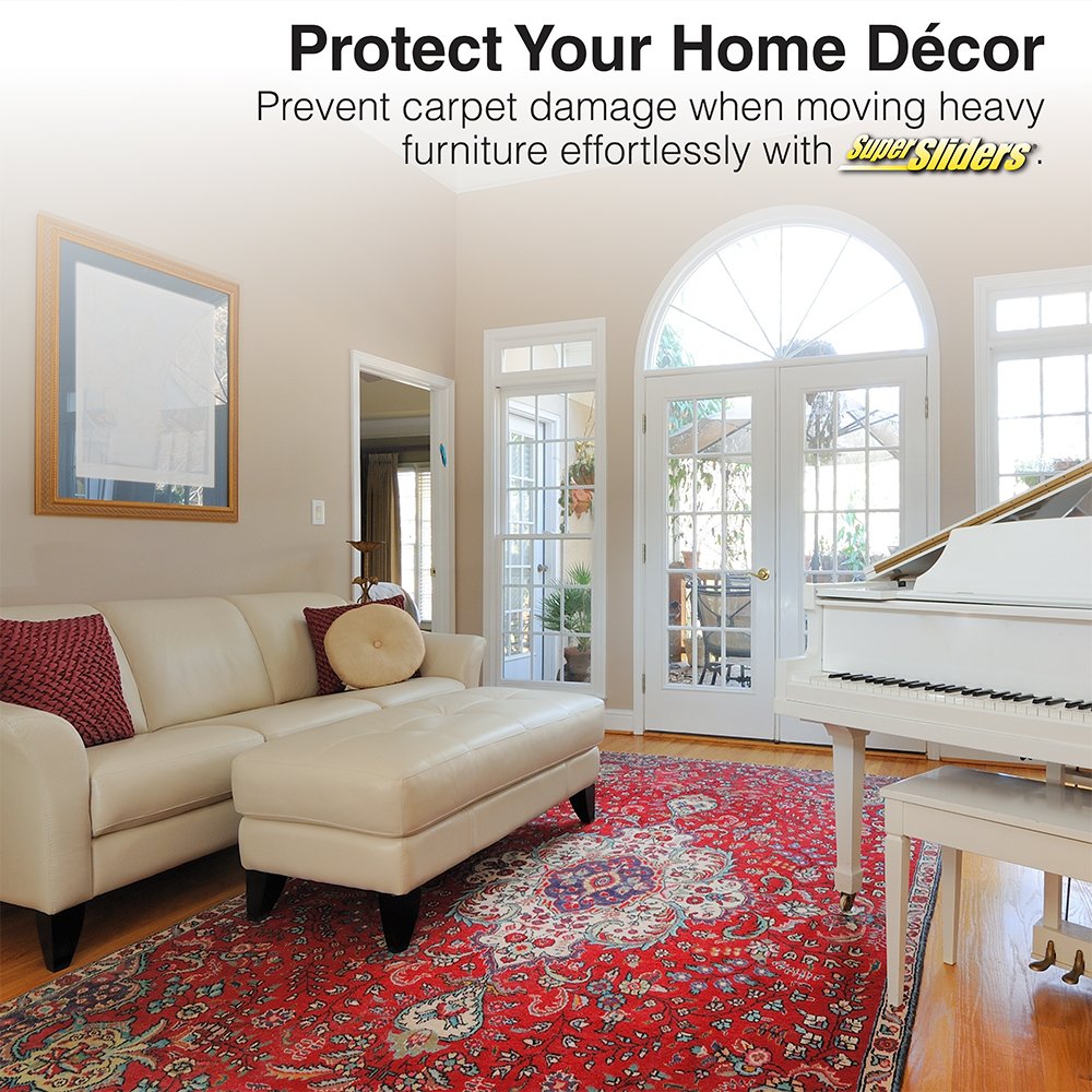 2-1/2 x 9 Reusable Furniture Sliders to Move Heavy Items Quickly and Easily (Plastic Carpet Slider, 4 Pack)