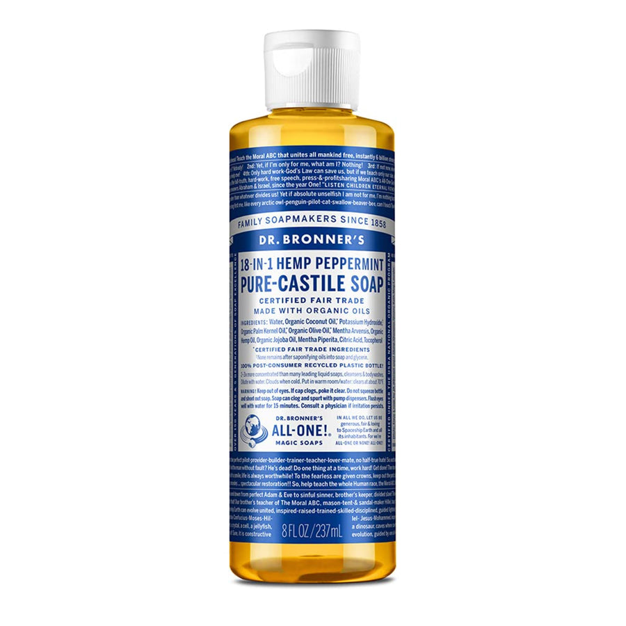 - Pure-Castile Liquid Soap (Peppermint, 8 Ounce) - Made with Organic Oils, 18-in-1 Uses: Face, Body, Hair, Laundry, Pets and Dishes, Concentrated, Vegan, Non-GMO