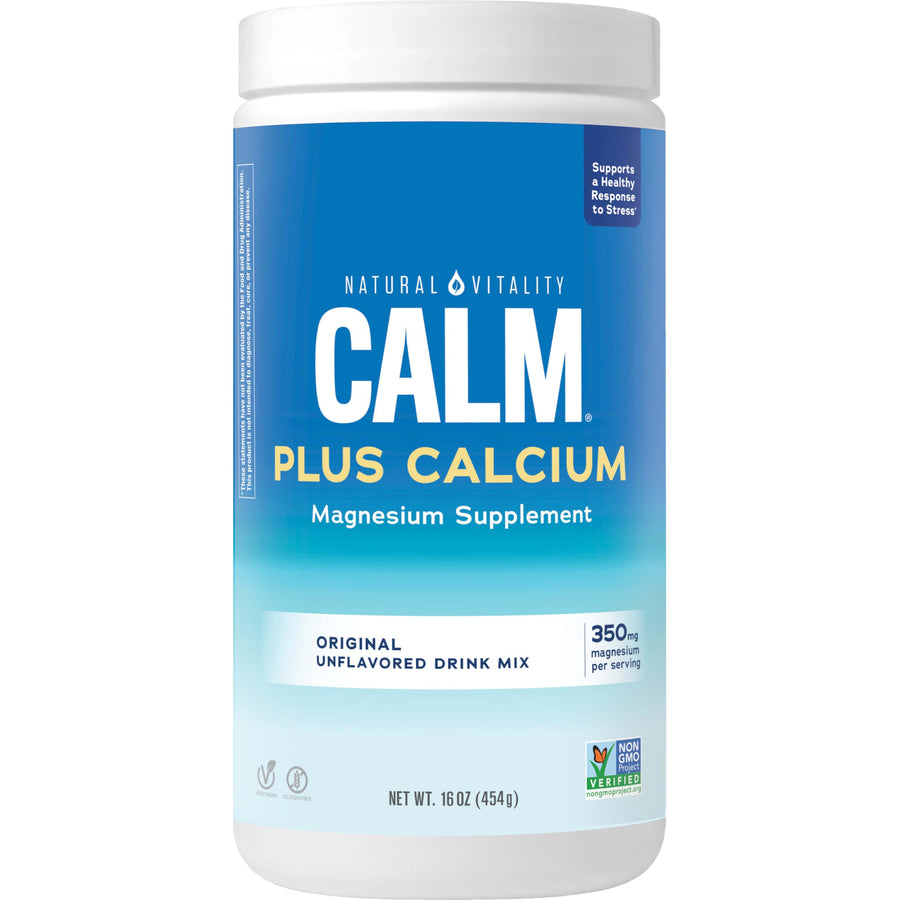 Calm, Magnesium Citrate & Calcium Supplement, Drink Mix Powder Supports a Healthy Response to Stress, Gluten Free, Vegan, & Non-GMO, Original, 16 oz