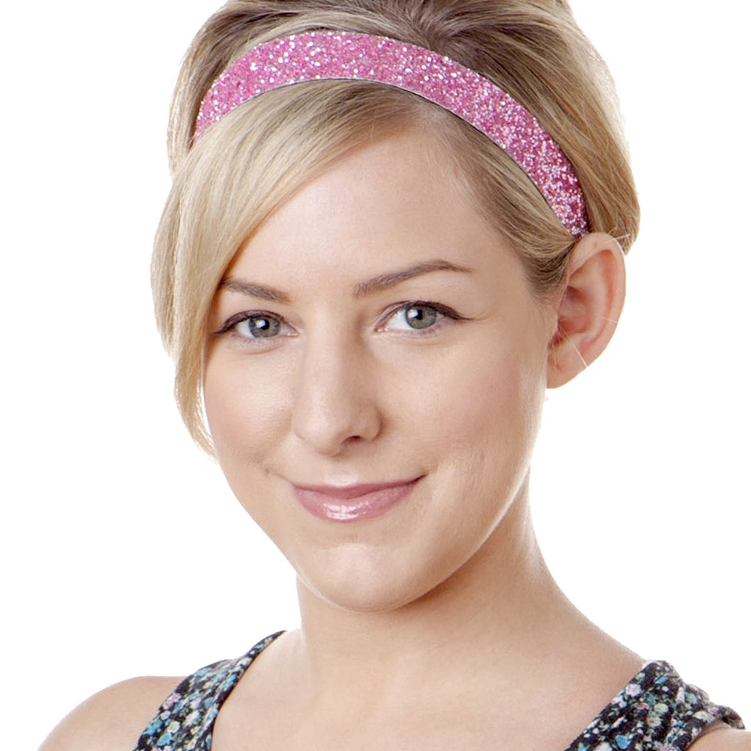 Hipsy Women's Adjustable NO SLIP Bling Glitter Headband Mixed 3pk (Light Pink)
