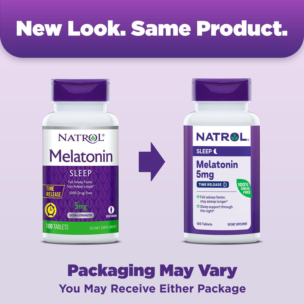 Melatonin 5 mg Time Release, Dietary Supplement to Minimize Wake Ups, Nighttime Sleep Aid, 100 Tablets, Up to a 100 Day Supply