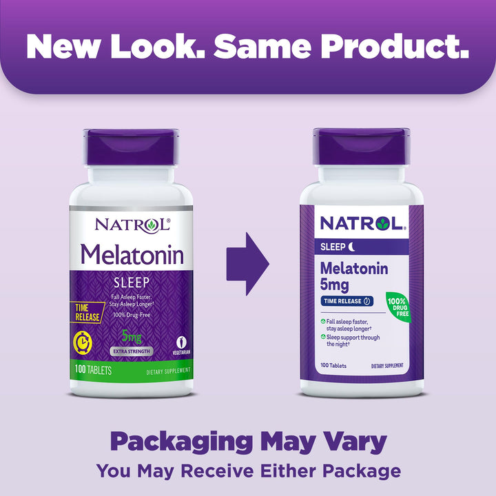Melatonin 5 mg Time Release, Dietary Supplement to Minimize Wake Ups, Nighttime Sleep Aid, 100 Tablets, Up to a 100 Day Supply