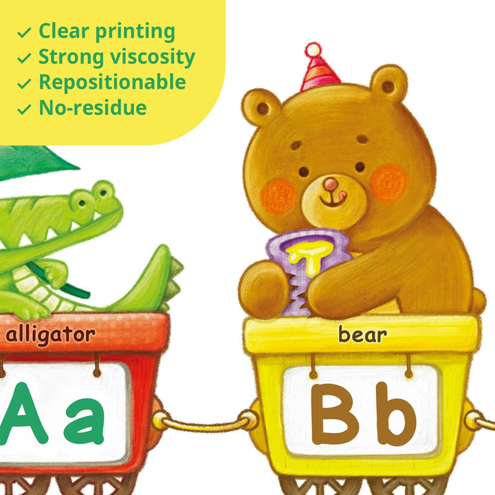 BA-2006 Animal Alphabet Train Kids Wall Stickers ABC Decals Peel and Stick Removable Wall Stickers for Kids Nursery Bedroom Living Room dcor Jungle Education