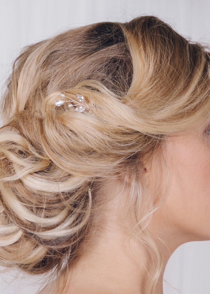 FXmimior 3 PCS Bridal Women Vintage Wedding Party Hair Pins Crystal Hair Accessories (Silver)