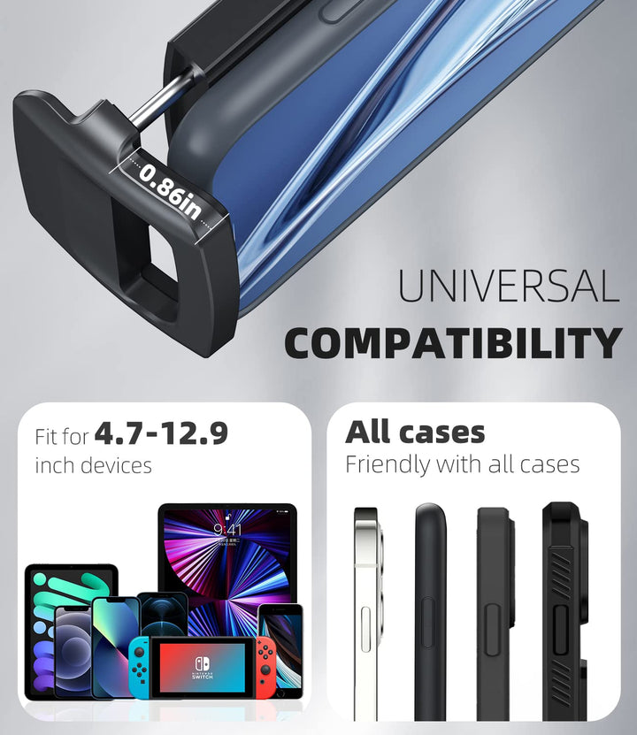 Tablet Stand Holder for desk, Adjustable & Foldable Aluminium alloy Heavy Duty Base Desktop Stand Holder Dock Compatible with iPad Pro 12.9/11, Air, Mini, Tabs, Kindle, (4.7-13)Tablet, Black