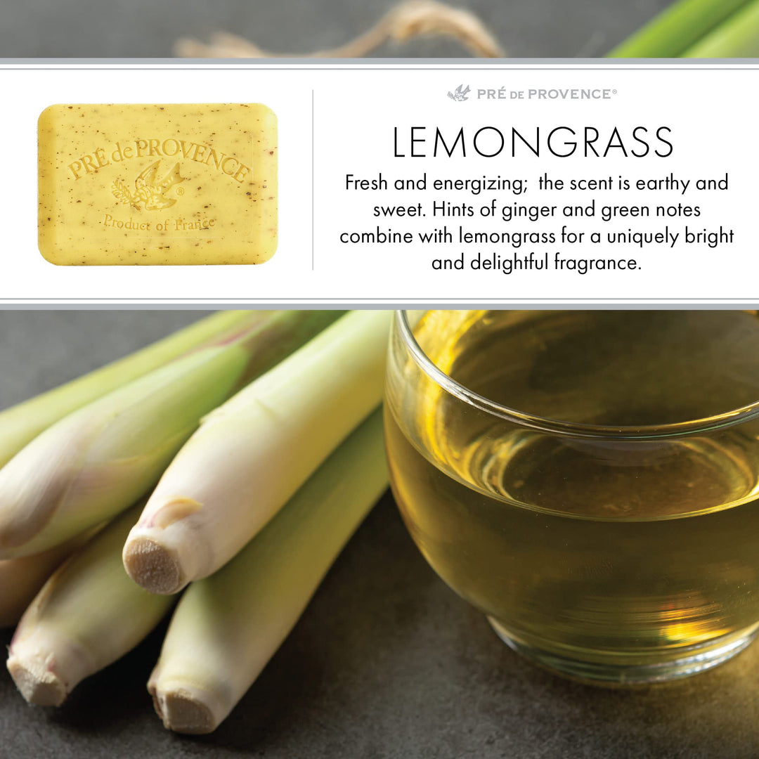 Artisanal Soap Bar, Natural French Skincare, Enriched with Organic Shea Butter, Quad Milled for Rich, Smooth & Moisturizing Lather, Lemongrass, 5.3 Ounce
