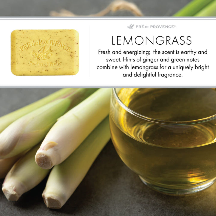 Artisanal Soap Bar, Natural French Skincare, Enriched with Organic Shea Butter, Quad Milled for Rich, Smooth & Moisturizing Lather, Lemongrass, 5.3 Ounce
