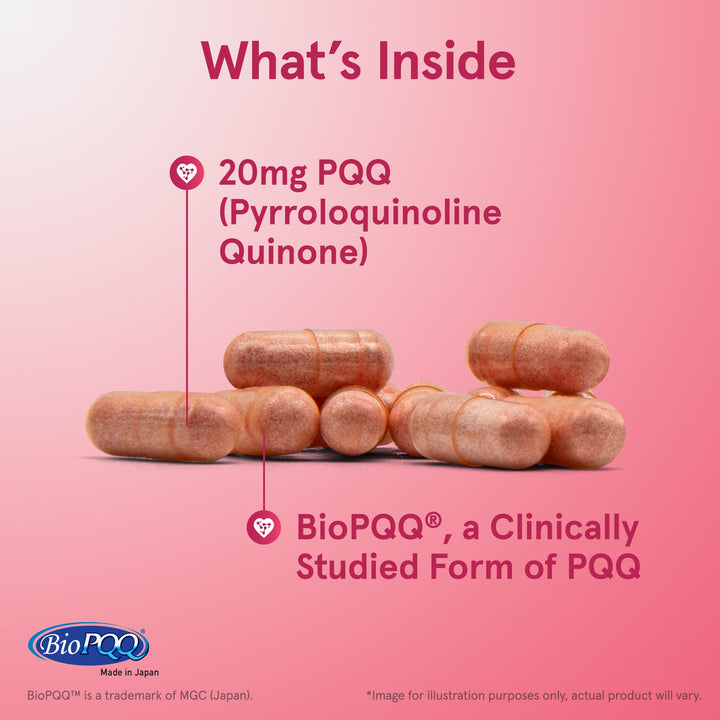 ® PQQ 20 mg, Dietary Supplement, Heart, Brain, and Metabolism Support, 30 Veggie Capsules, 30 Day Supply