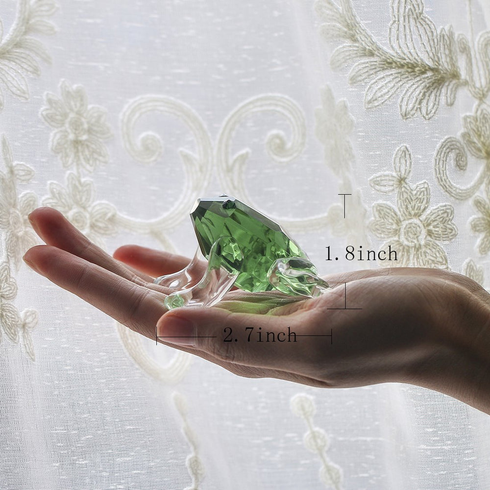 Small Crystal Frog Figurine Collection Paperweight Table Centerpiece Ornament(Green)