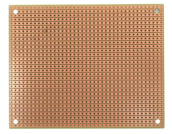 ST2. Traditional Stripboard Pattern Prototyping Circuit Board, 100 mm W x 80 mm L x 1/16 T