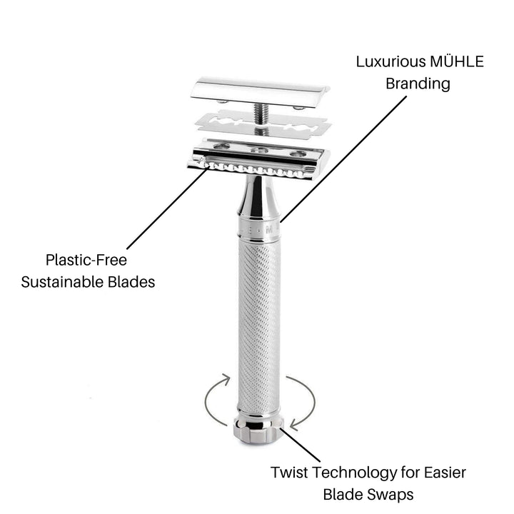 TRADITIONAL Twist Safety Razor (Closed Comb) | Perfect for Everyday Use | Barbershop Quality Close Smooth Shave | Luxury Razor for Men