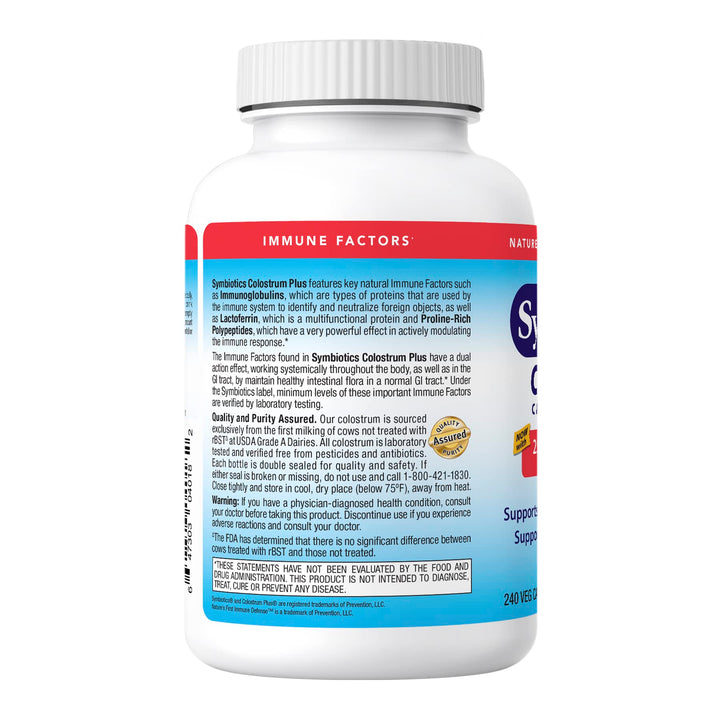 Colostrum 240ct Vegetable Capsules - Immunity Support - Lactoferrin Supplement & Colostrum Protein with Immunoglobulin - 25% lgG Antibodies - Gluten Free