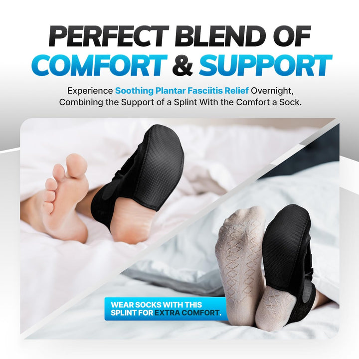 Plantar Fasciitis Night Splint Sock - Soft Plantar Fascia Brace for Sleeping, Achilles Tendonitis, Foot Drop, Heel Pain - Plantar Fasciitis Relief Night Splint for Women and Men (Small)