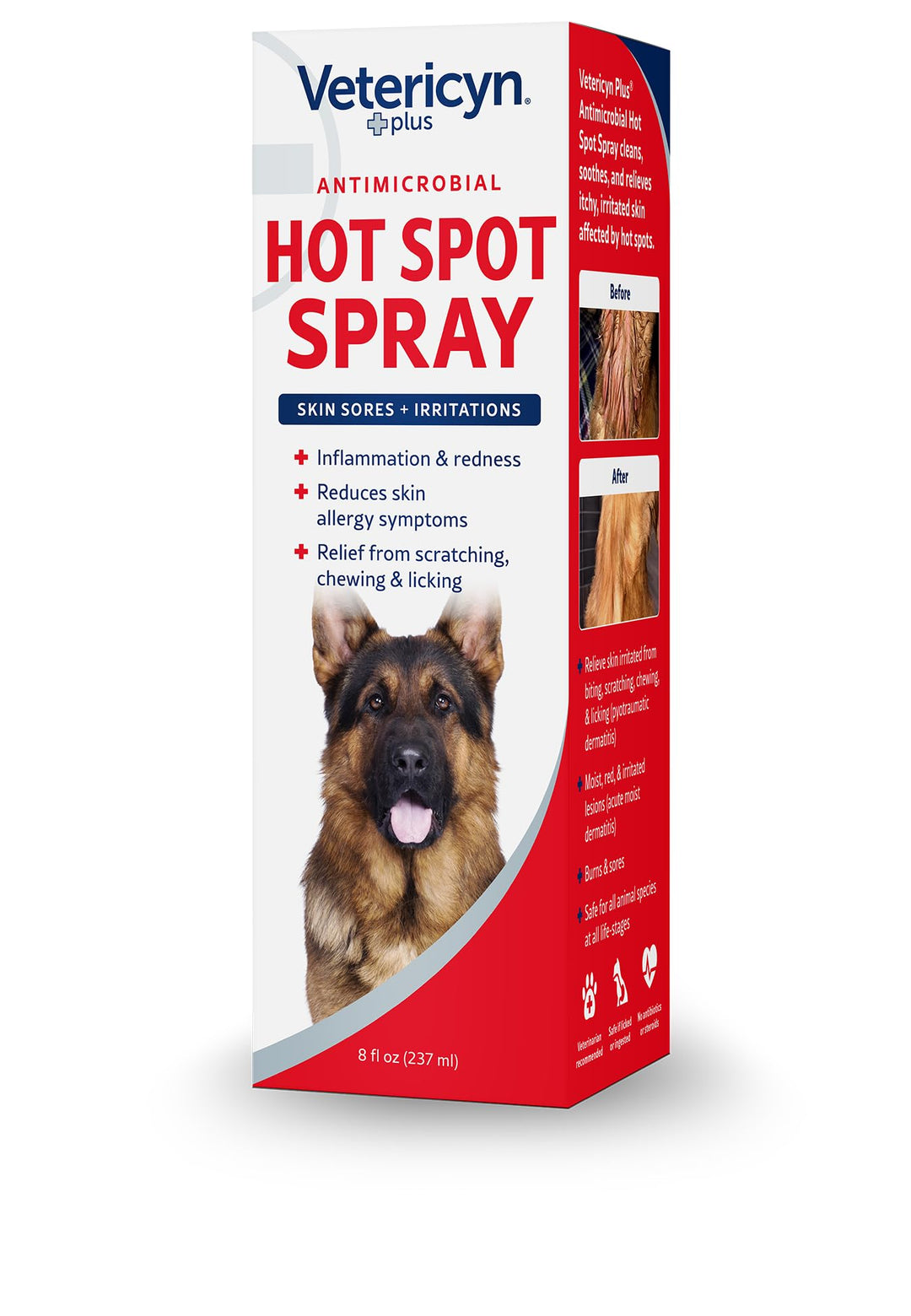Plus Hot Spot Spray for Dogs Skin Sores and Irritations | Itch Relief for Dogs and Prevents Chewing and Licking at Skin, Safe for All Animals. 8 Ounces