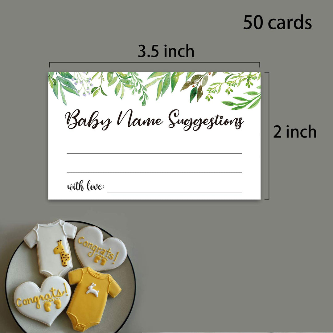 50 Baby Shower Name Suggestion Cards, Greenery Name Suggestion Cards for Baby Shower, Name Suggestion Game, Baby Shower Games, Baby Party Supplies, 3.5 x 2 Inches