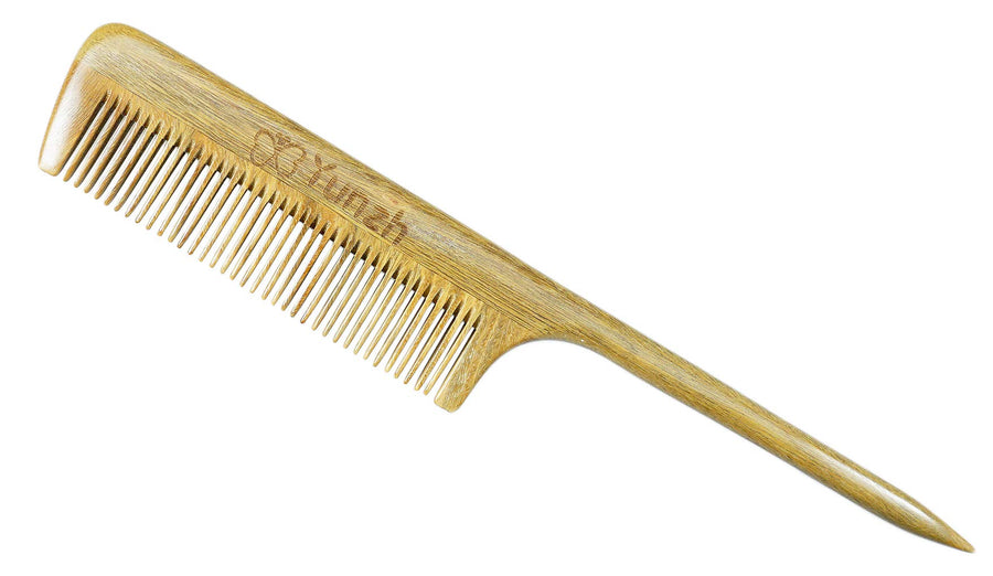 Rat Tail Comb,Natural Green Sandalwood Fine Tooth Wooden Comb for Women