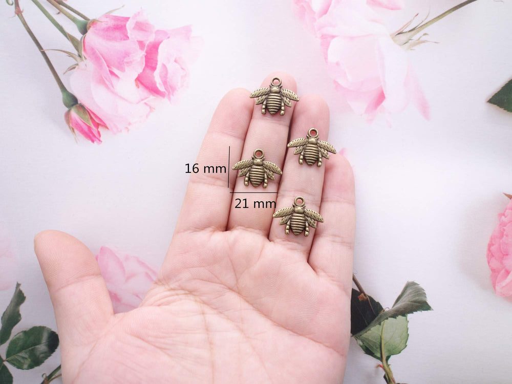 100 Pcs Alloy Bee Charms Honeybee Pendant for DIY Craft Necklace Bracelet Jewelry Making(Antique Bronze)