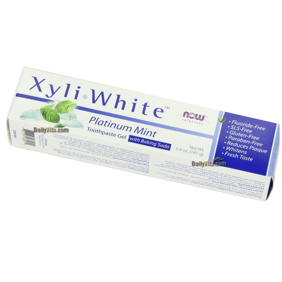 Now Foods Xyliwhite, Baking Soda Toothpaste, Platinum Mint, 6.4-Ounces Pack of 4