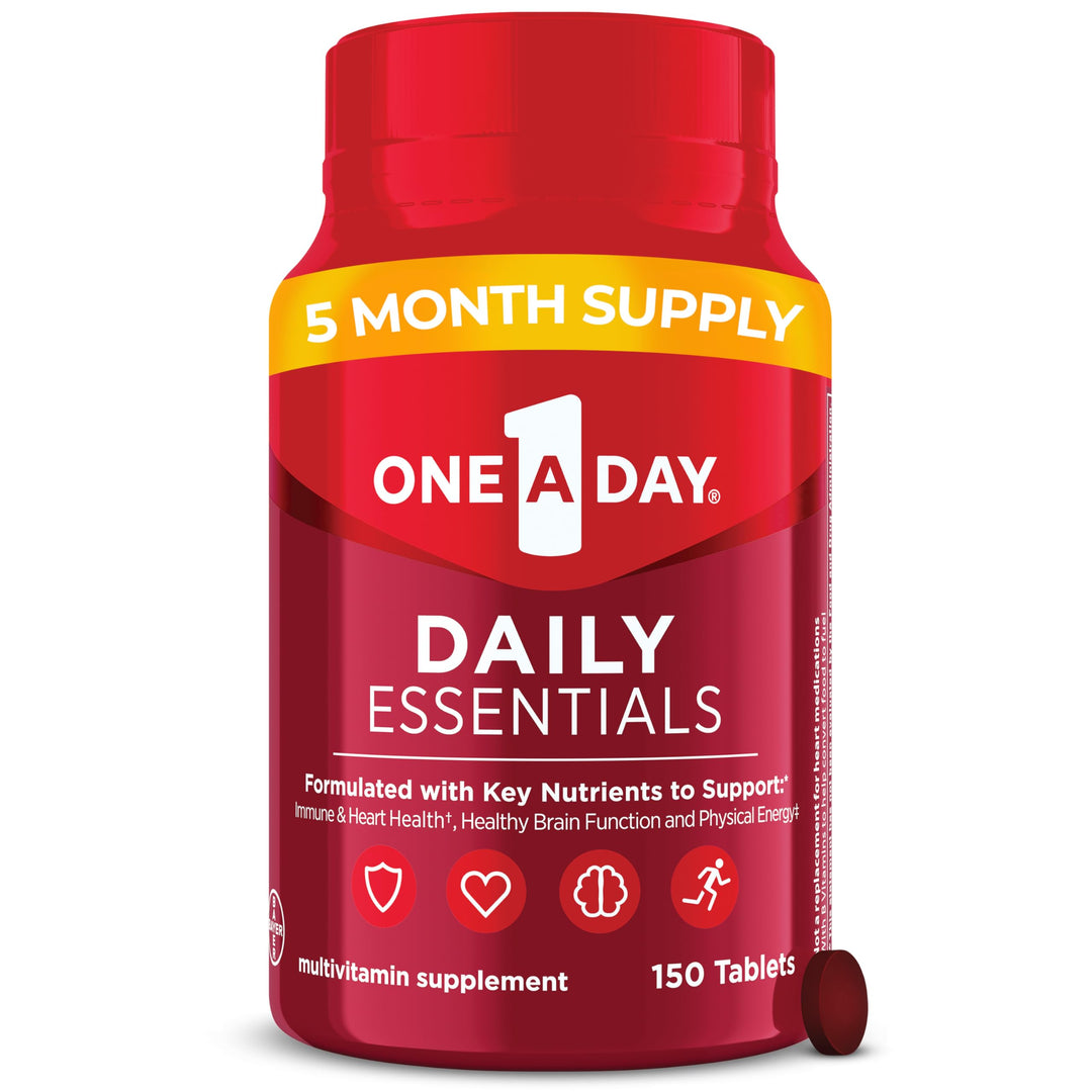 Daily Essentials, Multivitamin for Women & Men, Supports Healthy Brain and Muscle Function and Immune Health, Adult Multivitamin with Vitamin D, E and Vitamin B12, 150 Count
