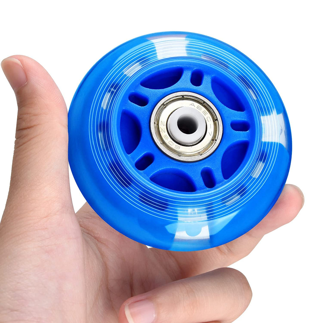 8 Pack 70mm 82A Light Up Inline Skate Wheels, LED Roller Skate Wheels, LED Flash Flashing Replacement Wheel with ABEC-7 Bearings for Kids & Teens - Blue