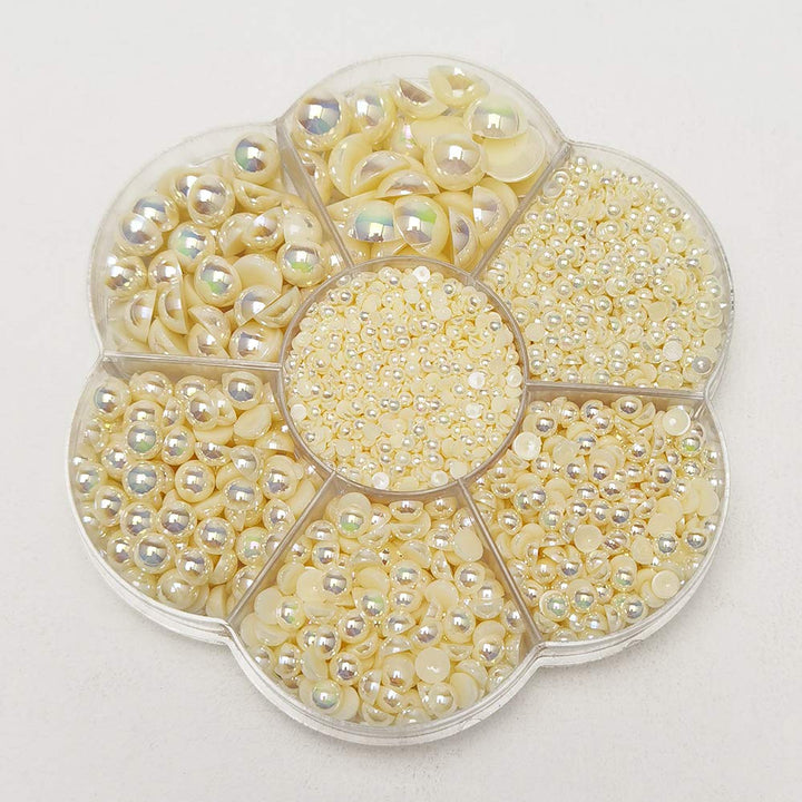 3000PCS 1 Box Ivory Round Flatback Half Pearls Bead Loose Beads Gem (Ivory Half Ball)