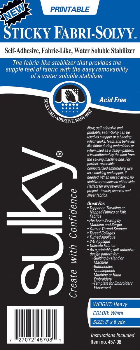 Fabri-Solvy stabilizer, 8 x 6 yd White
