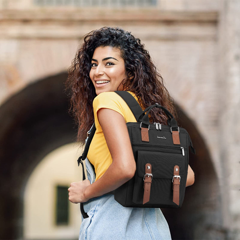 Mini Backpack for Women, Small Backpack Purse Cute Daypacks Stylish Bags for Shopping, Work, Dating, Black-Brown