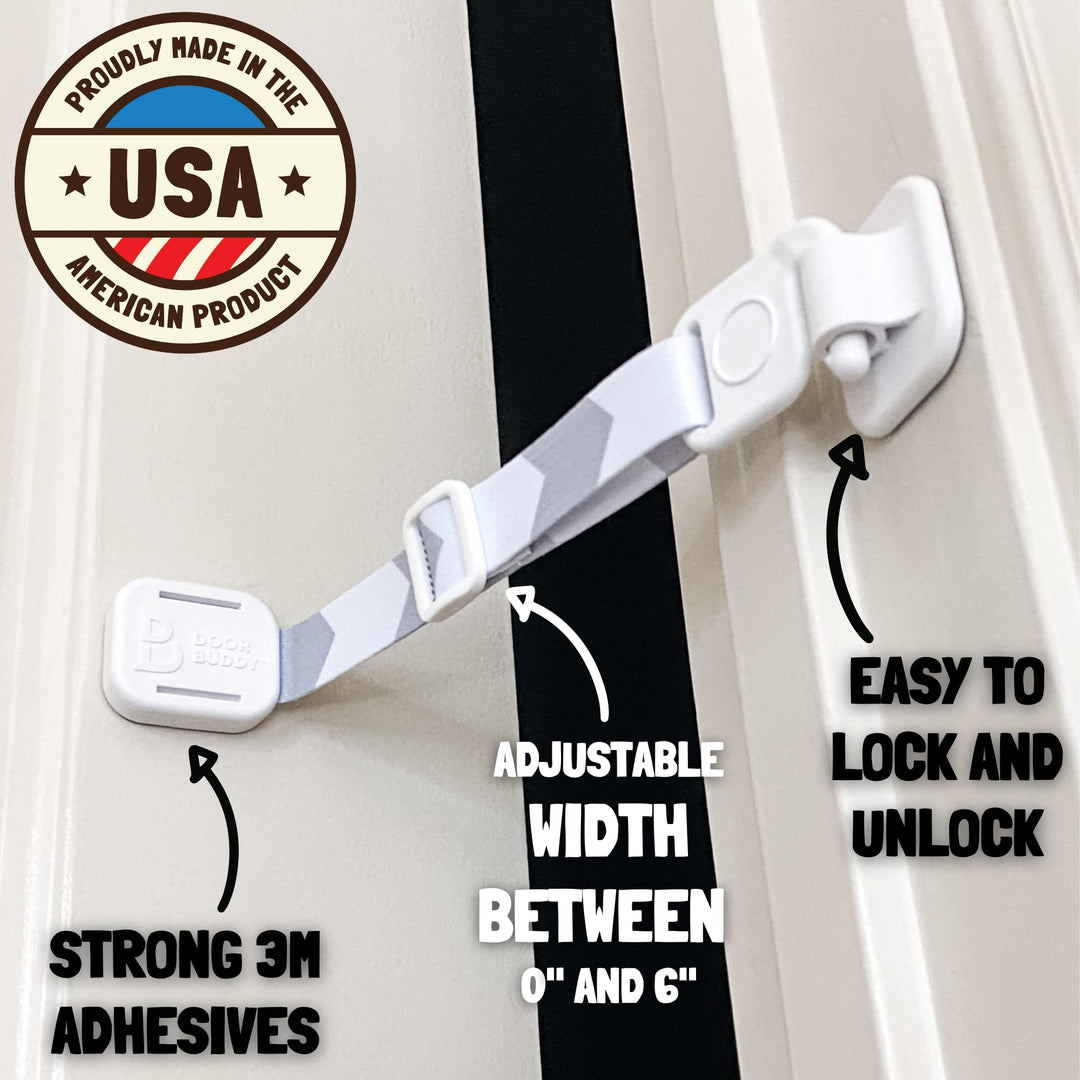 Pet Door Latch for Cats - Grey. Adjustable Cat Door Strap. Dog Proof Litter Box & Feeding Station Without Pet Gate. Most Customizable Cat Door Holder for Interior Door.