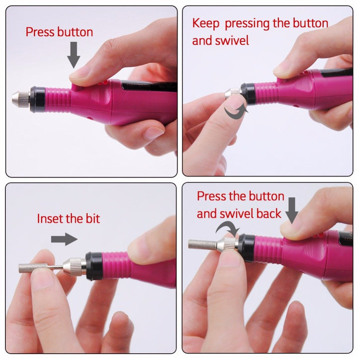 1Set Professional Electric Nail Kit Nail File Nail Tips Manicure Machine Electric Nail Art Pen Pedicure 6 Bits Nail Art Tools Kit Nail Drill Machine